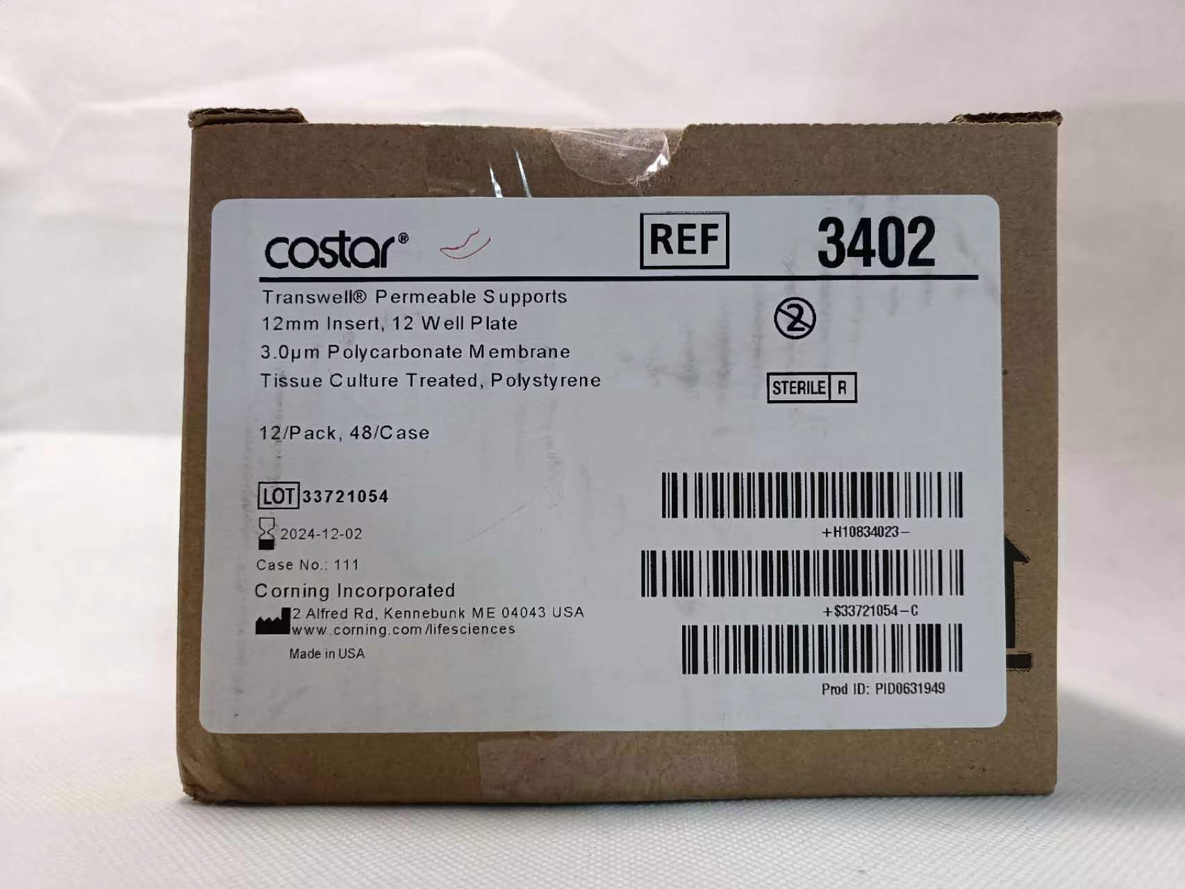 Transwell-膜嵌套，12mm膜直径，3.0um，PC（聚碳酸酯）膜，灭菌 12 mm Transwell® with 3.0 µm Pore Polycarbonate Membrane Insert, Sterile